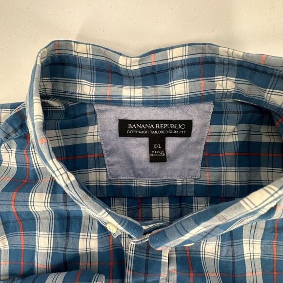 Banana Republic Tailor Slim Fit Striped Collared Long Sleeve Shirt Mens Size XXL - Picture 2 of 9